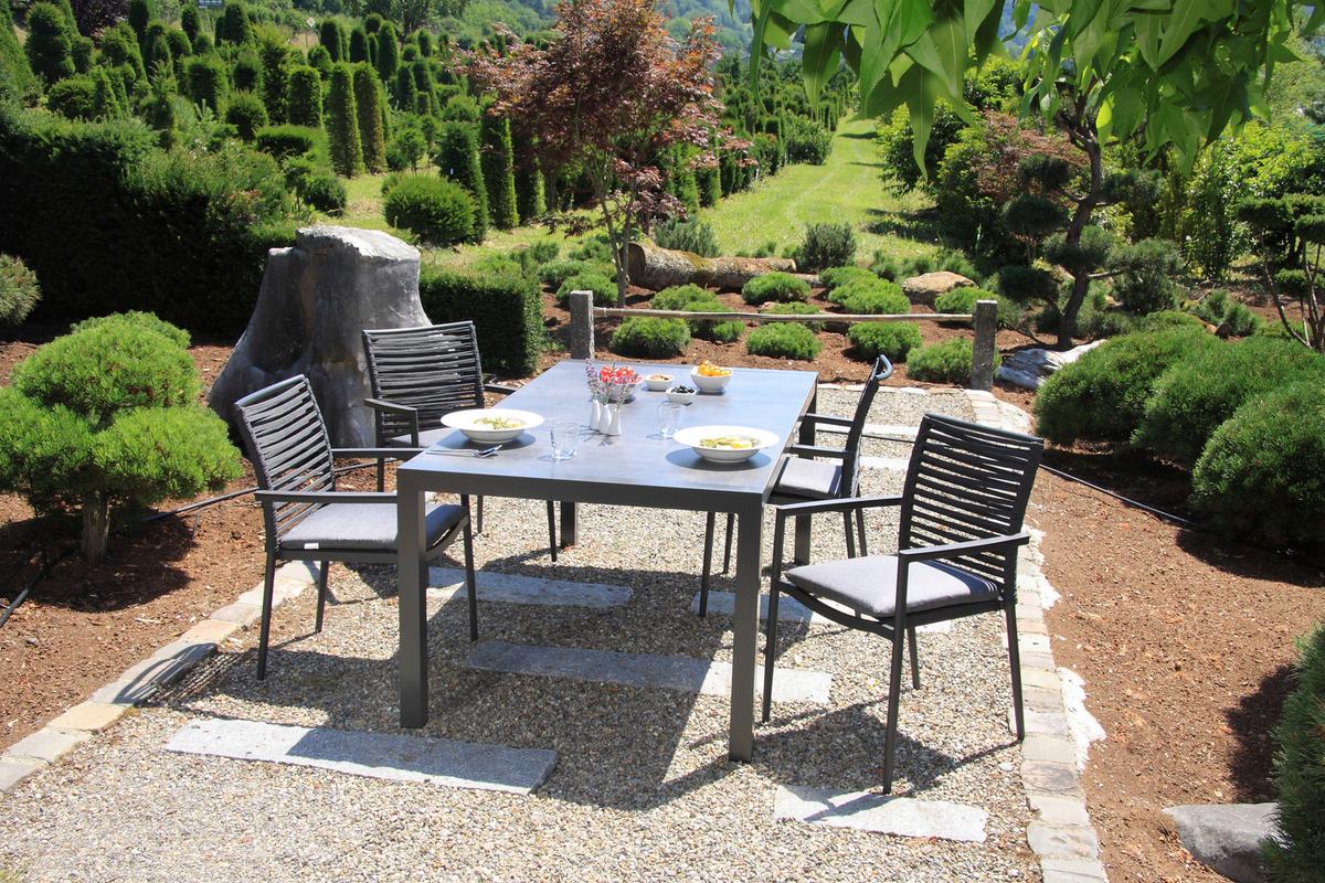 Gartenset 5-Tlg. Textil/Metall /Holzwerkstoff/Kunststoff - Dunkelgrau/Anthrazit, Basics, Holzwerkstoff/Kunststoff (180/98/74cm) - Acamp