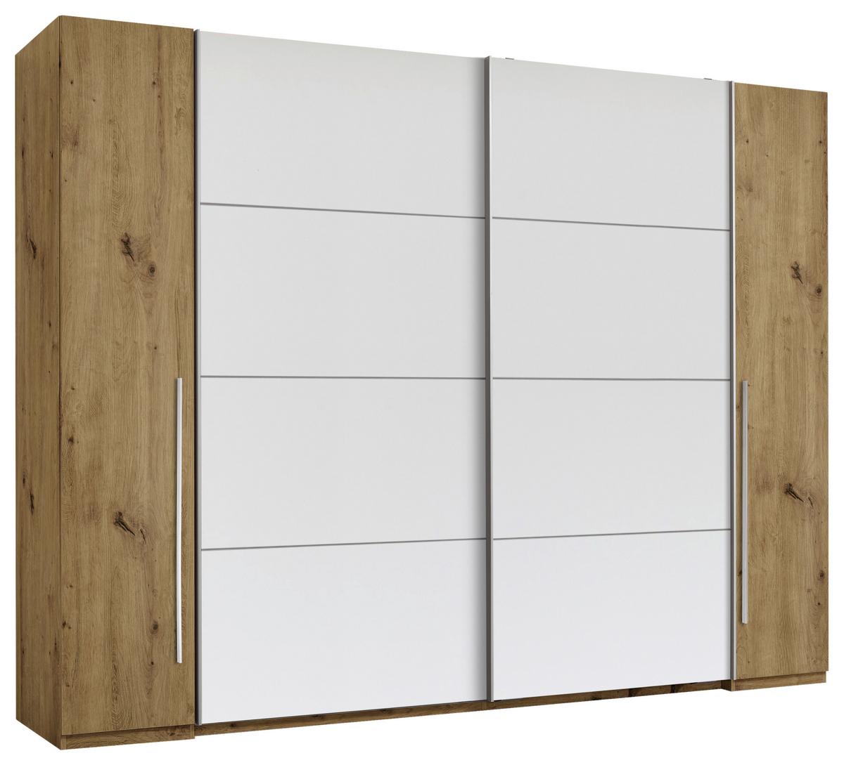 Šatníková skriňa JOKER - biela/farba duba, Konventionell, kov/kompozitné drevo (312/225,5/60,3cm) - Mömax