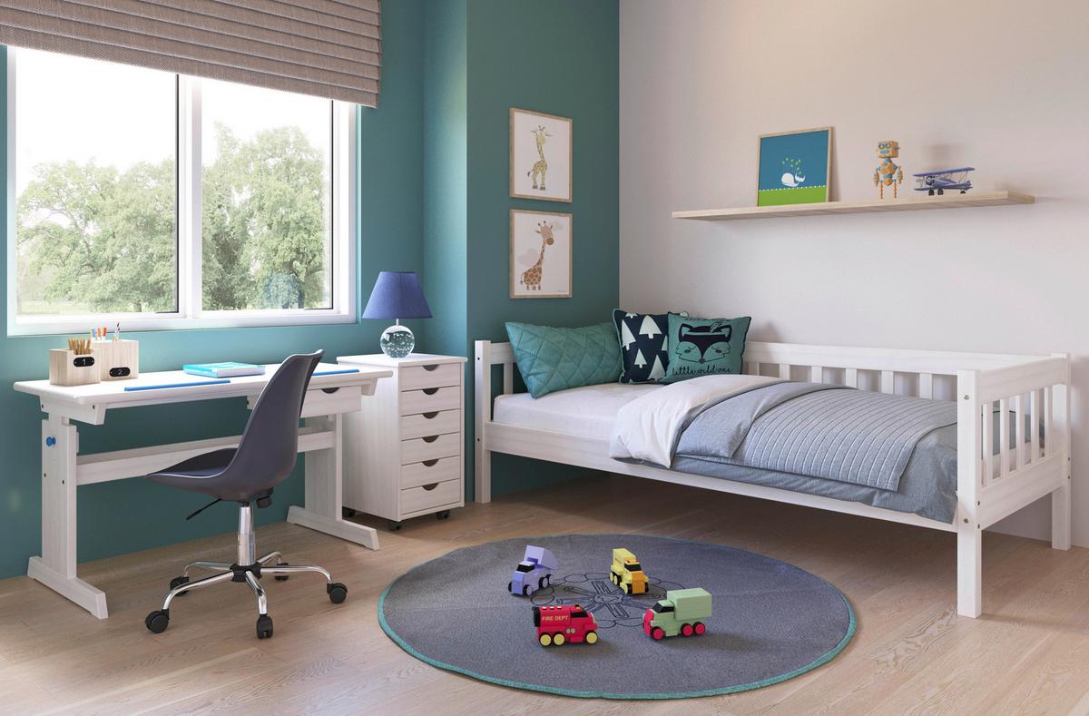 Jugendschreibtisch Mit Lade B 109 Cm H 63-96cm Baru, Weiß - Blau/Rosa, Basics, Holz/Holzwerkstoff (109/55/63-96cm) - MID.YOU