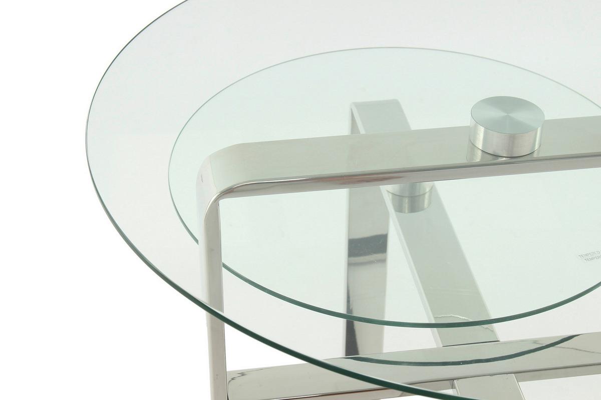 Beistelltisch Katris 100 Silber - Klar/Silberfarben, Design, Glas/Metall (46/46/60cm) - Kayoom