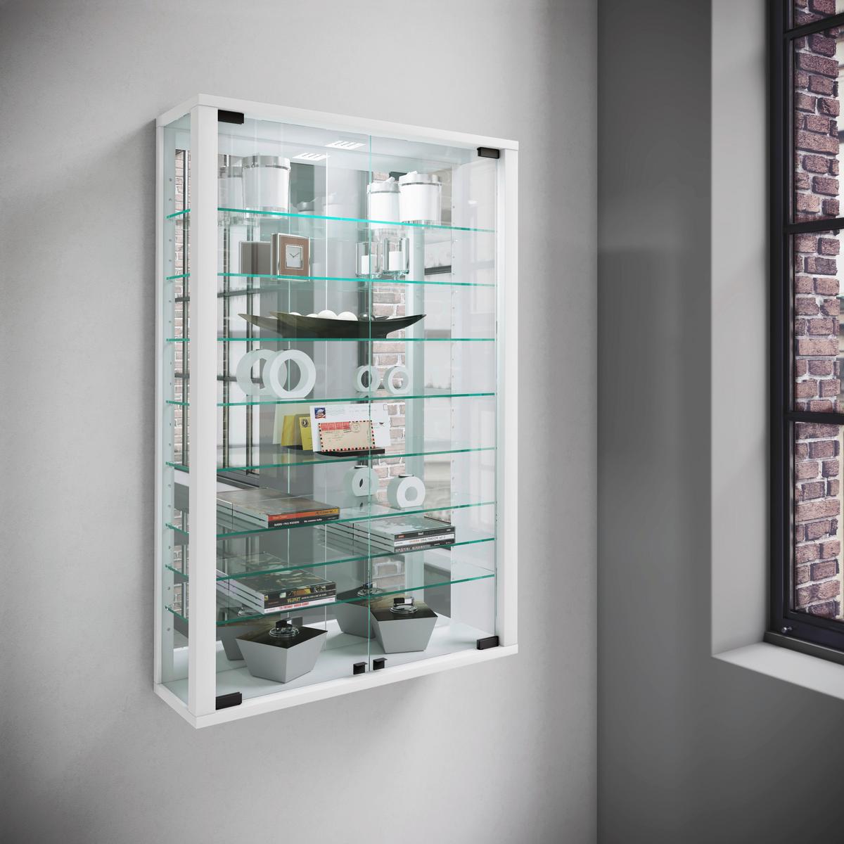 Hängevitrine Vitrosa Weiß B: 59 Cm - Schwarz/Weiß, MODERN, Glas/Holzwerkstoff (59/91,3/18cm) - MID.YOU