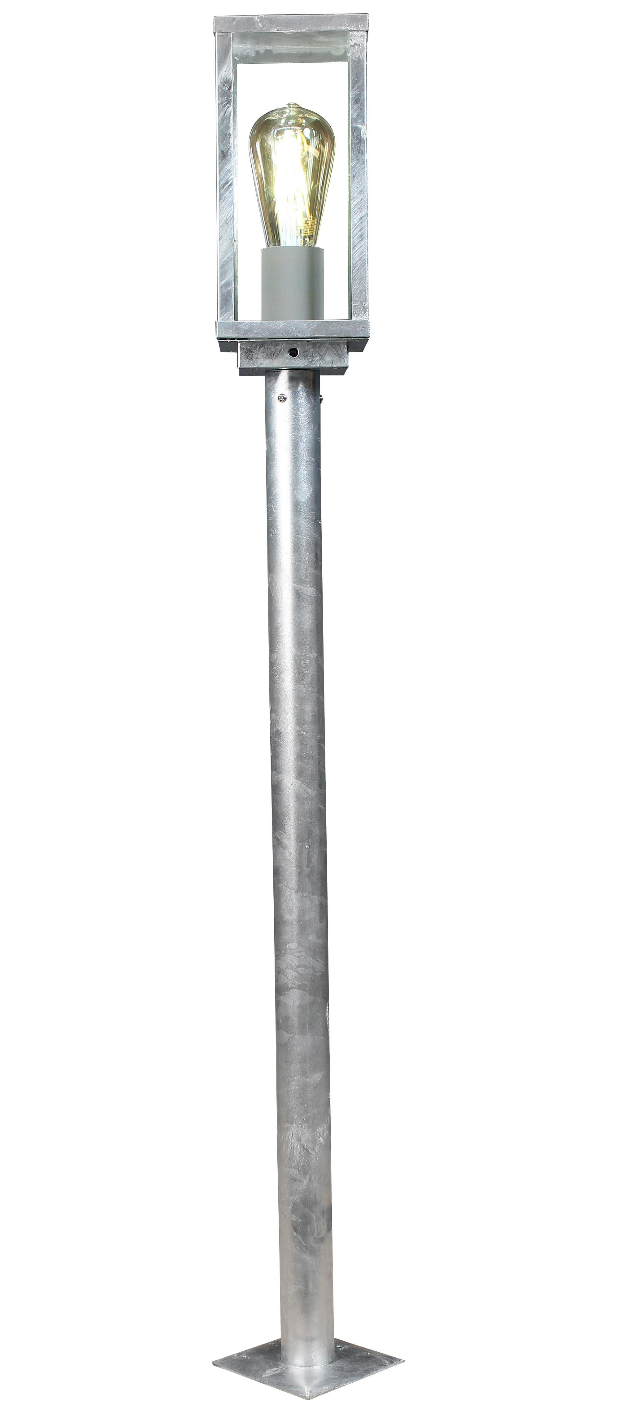 Wegeleuchte Karo 60 Watt Glas Metall - Klar/Zinkfarben, Basics, Glas/Metall (100/11/11cm)