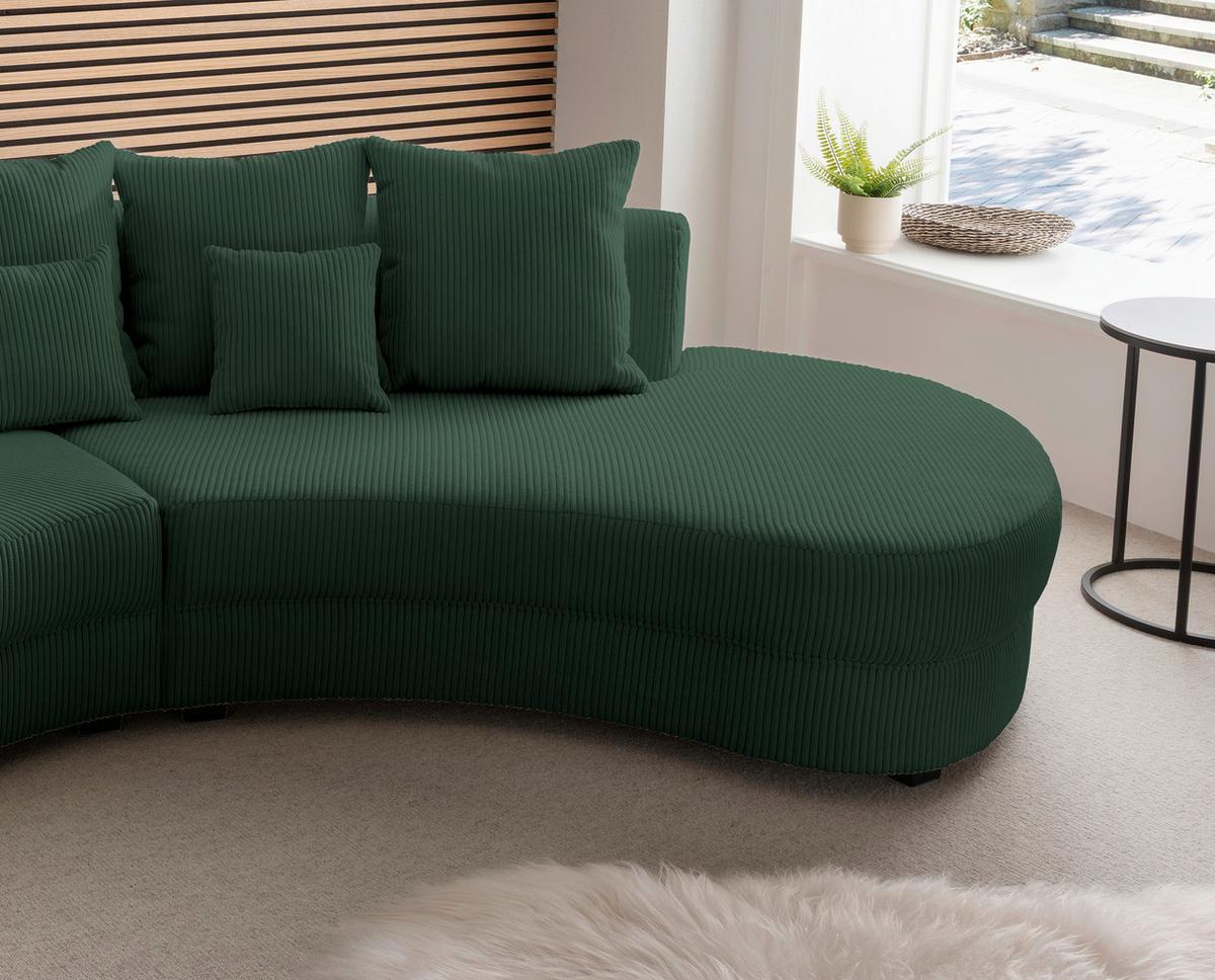 Wohnlandschaft Dunkelgrün S: 300x160 cm - Dunkelgrün/Schwarz, Design, Textil (300/160cm) - Livetastic