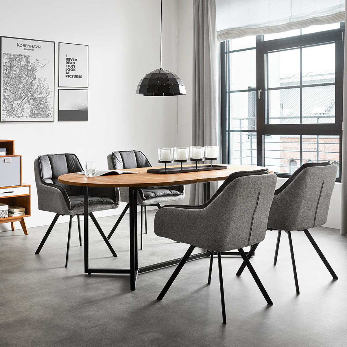 Jedálenská stolička BILLY - čierna/sivá, Modern, kov/drevo (62/85/62cm) - P & B