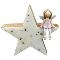 Dekorační hvězda KRISTI - bílá/růžová, Konvenční, kompozitní dřevo/plast (19/19/1,8cm) - Mömax