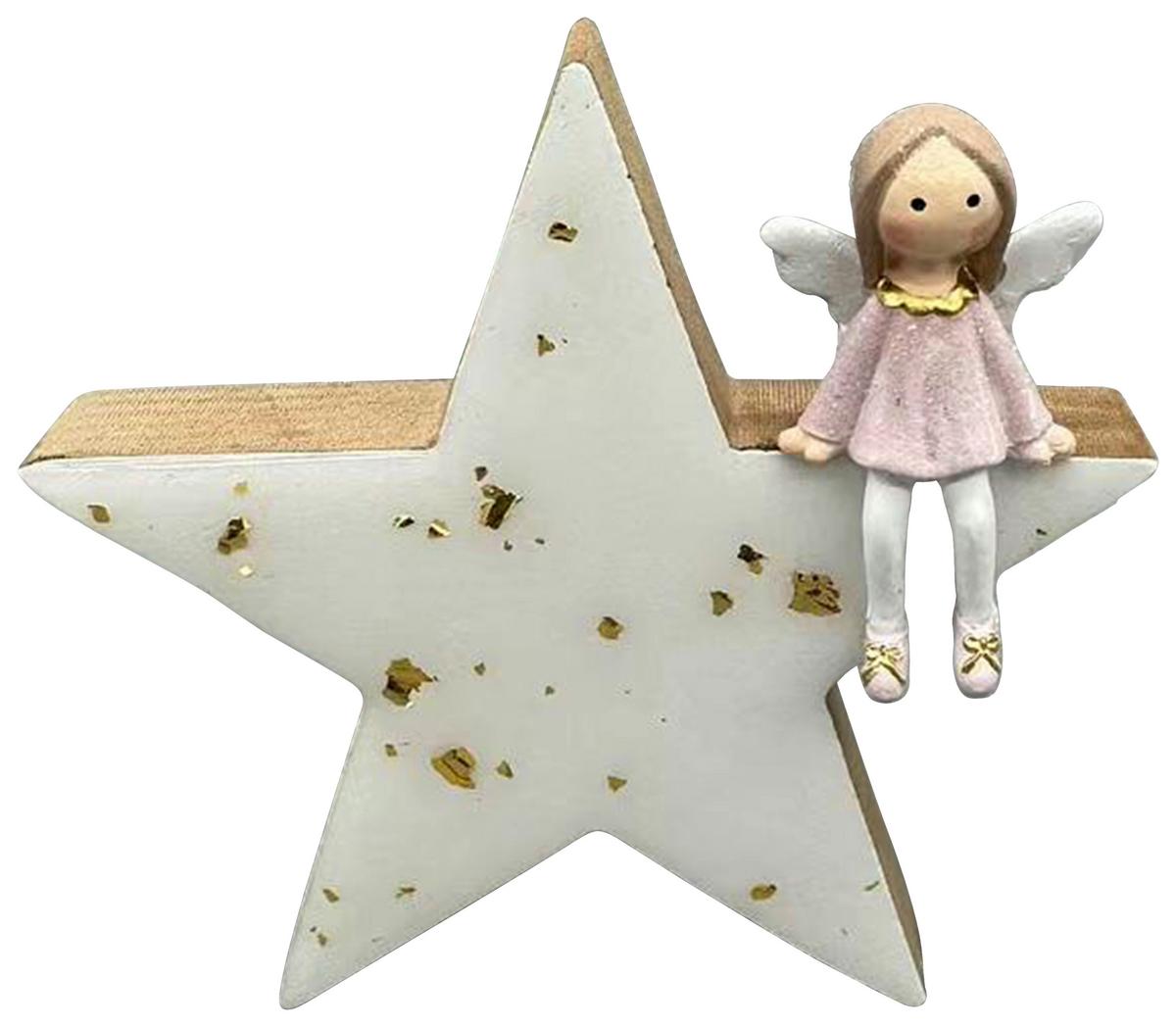 Dekorační hvězda KRISTI - bílá/růžová, Konvenční, kompozitní dřevo/plast (19/19/1,8cm) - Mömax