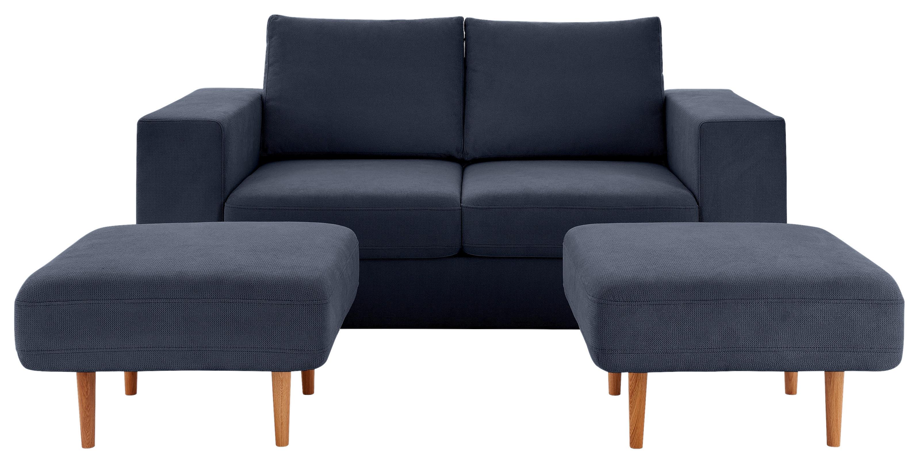 2,5-sitzer-sofa Looks Mit Hocker Dunkelblau Beine Eiche