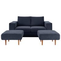Viersitzer-Sofa Looks V-2 - Eichefarben/Dunkelblau, Design, Textil (252/96/107cm) - LOOKS by W.Joop