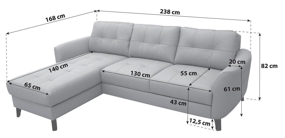 Ecksofa Nordic Dunkelblau S: 168x238 cm - Buchefarben/Dunkelblau, Design, Textil (168/238cm) - Livetastic