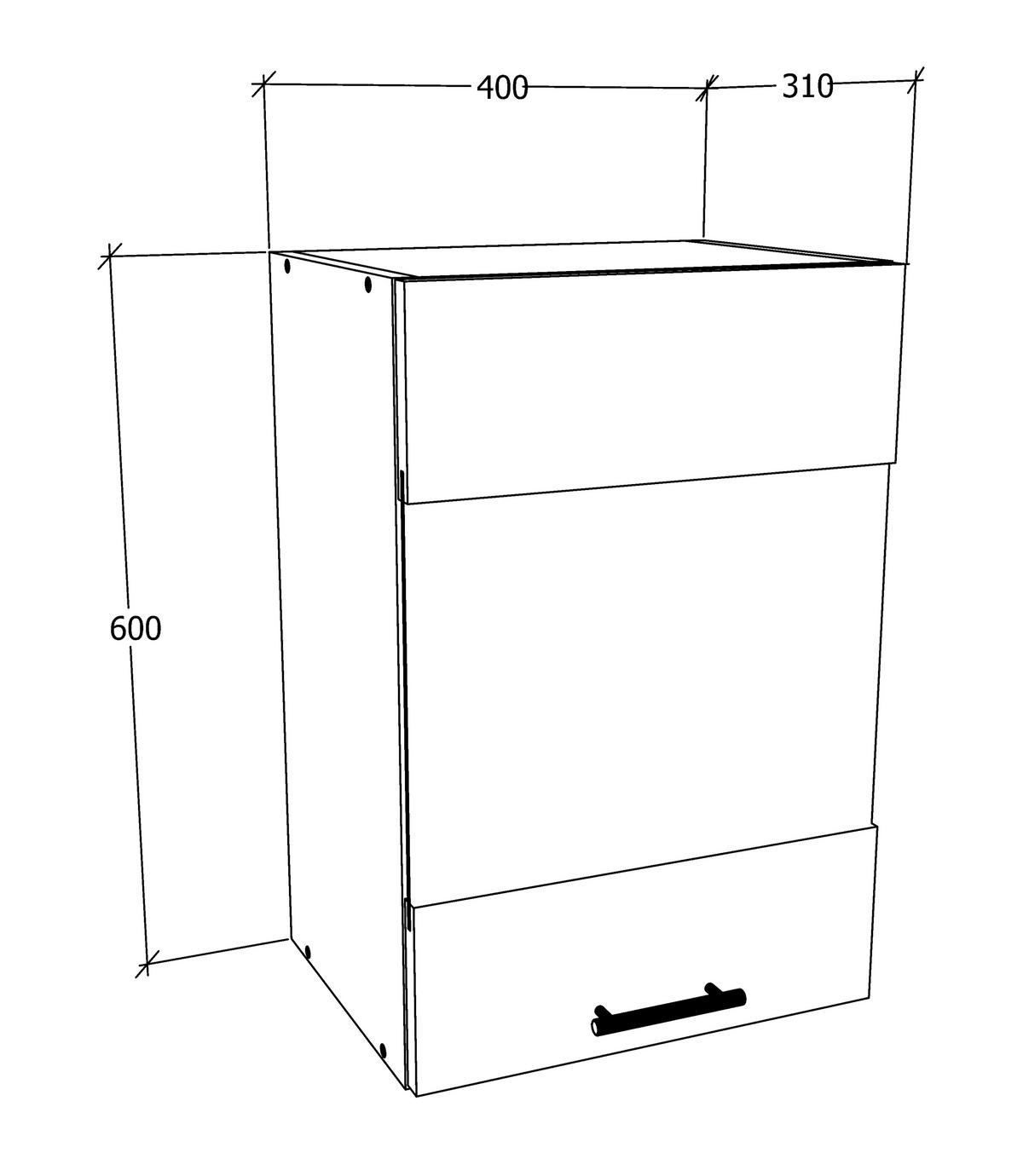 Küchenoberschrank Esilo B: 40 cm Anthrazit/Weiß - Anthrazit/Weiß, KONVENTIONELL, Glas/Holzwerkstoff (40/60/31cm) - MID.YOU