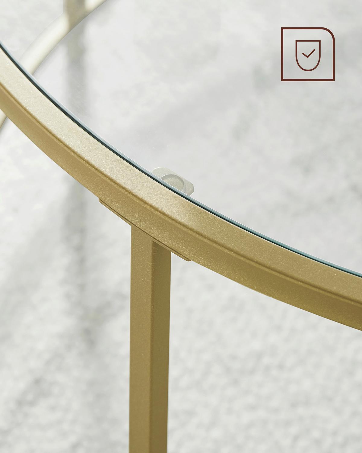 Beistelltisch Mit Glasplatte Goldfarben - Goldfarben, Trend, Glas/Metall (50/50/55cm) - Boxxx