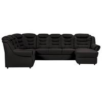 Wohnlandschaft Boston Schwarz Lederlook - Schwarz, KONVENTIONELL, Textil (216/333/165cm) - Livetastic