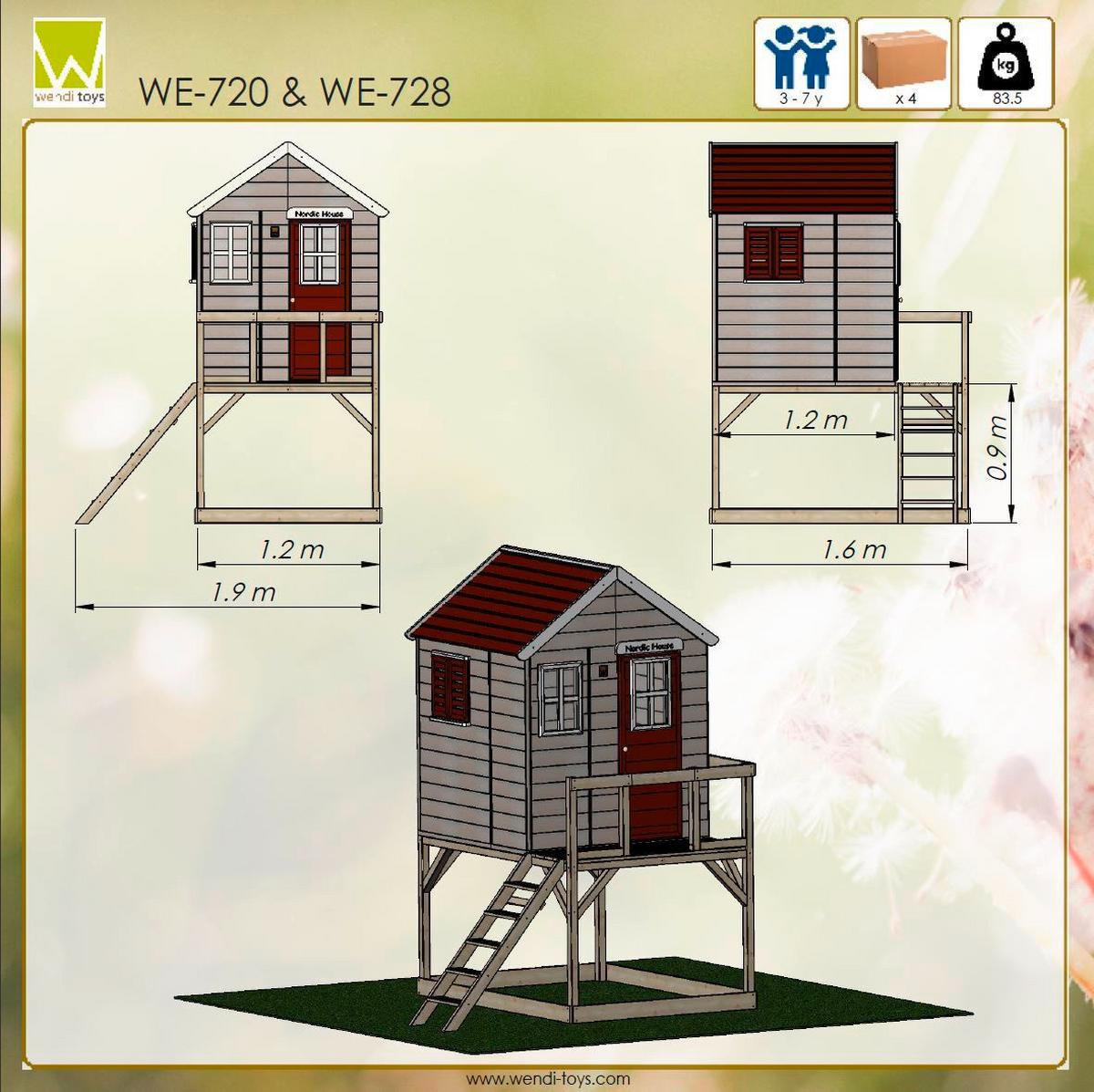 Spielhaus Tiger Naturfarben/Rot, B: 197 cm - Rot/Naturfarben, KONVENTIONELL, Holz (197/242/290cm)