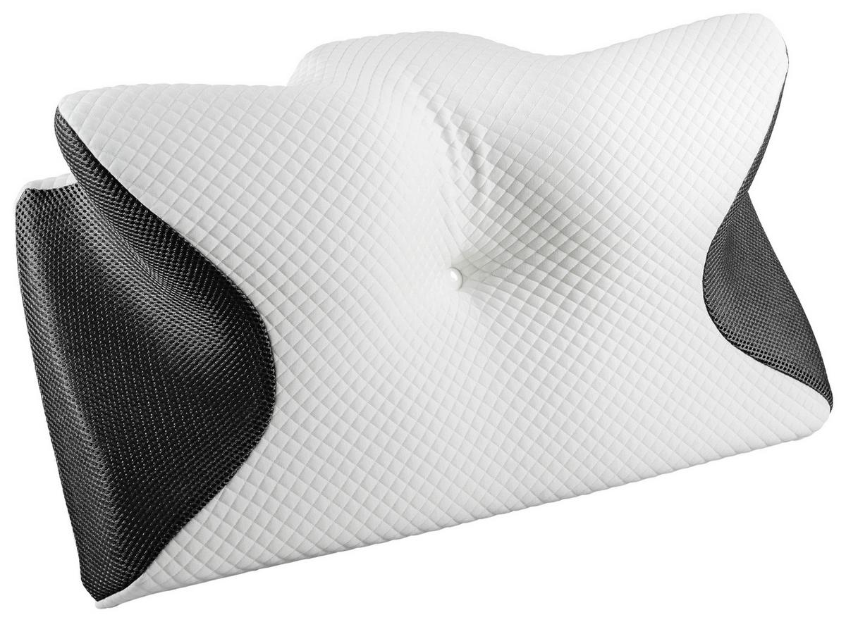 Ergonomický polštář s pamětí Naturtex - bílá/černá, Basics, textil/plast (61/34/12cm)