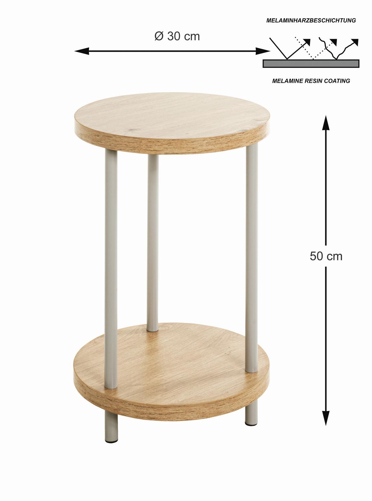 STOLEK NA KVĚTINY IMOLA - barvy dubu/béžová, Trend, kov/kompozitní dřevo (30/50cm)