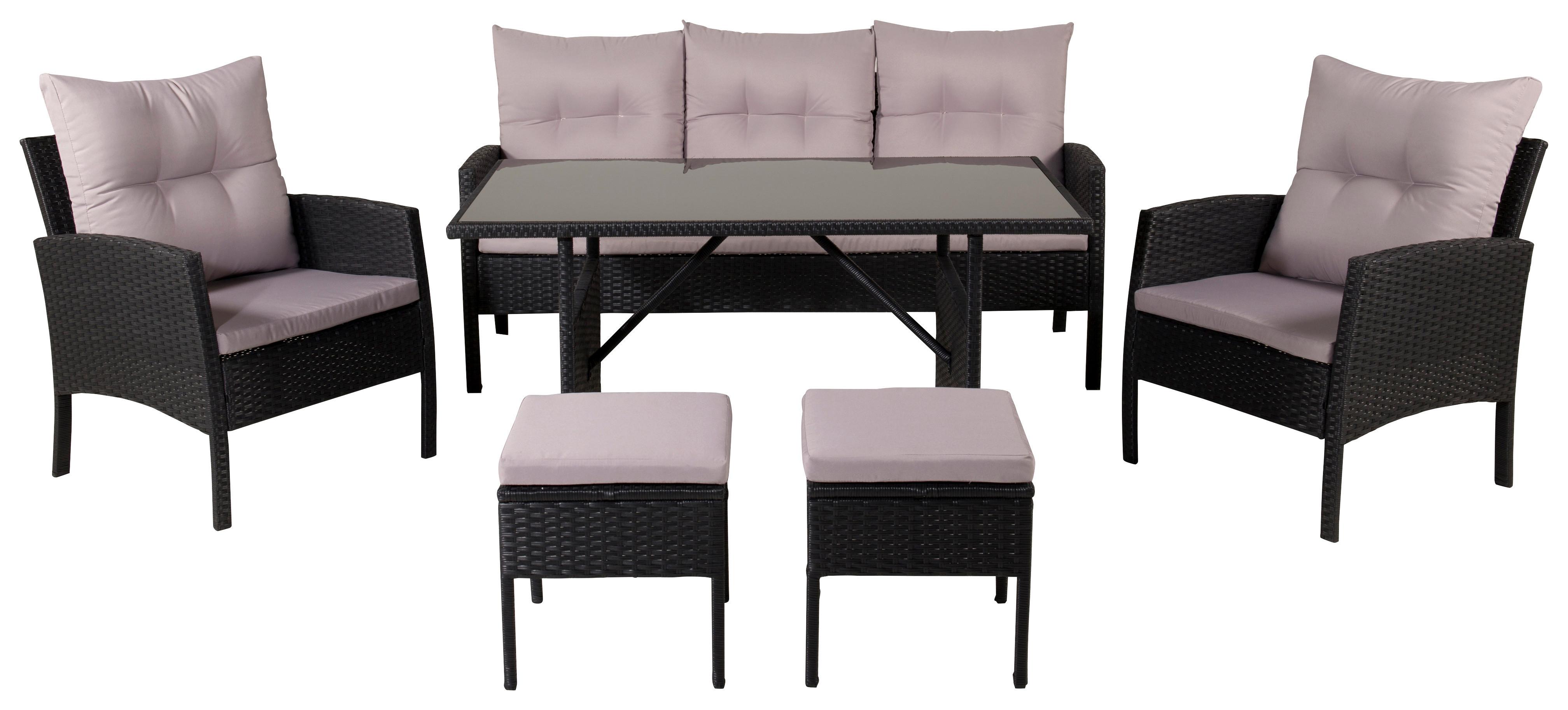 Dining-Loungeset Knock - Schwarz/Grau, KONVENTIONELL, Kunststoff - Gardenson