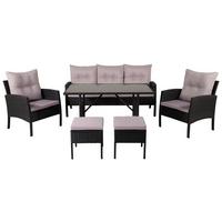 Dining-Loungeset Knock - Schwarz/Grau, KONVENTIONELL, Kunststoff - Gardenson
