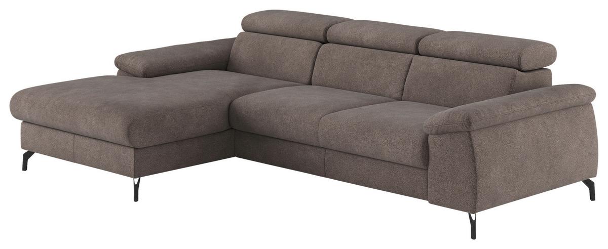 Ecksofa Kitty Grau S. 166x244 cm - Schwarz/Grau, Design, Textil (166/244cm) - Livetastic