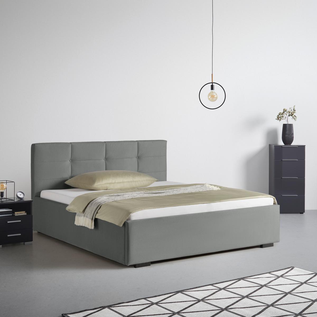 Čalúnená posteľ Nelo 160x200cm, sivá - čierna/sivá, Konventionell, textil/plast (160/200cm)