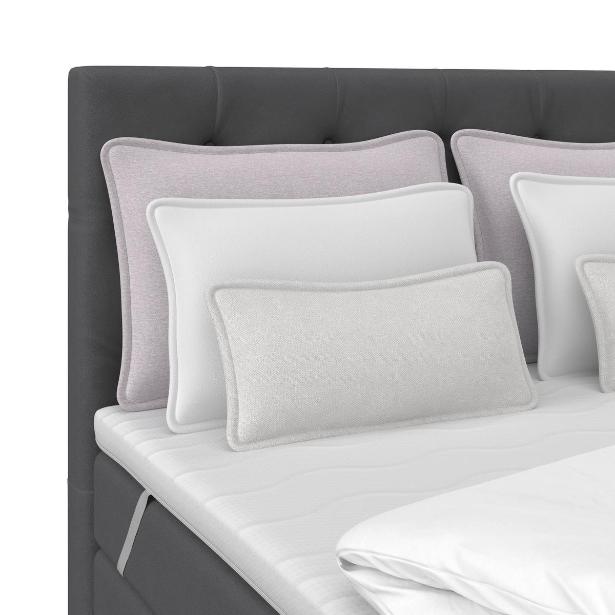 Boxspringbett Elio Graphitfarben 140x200 Cm H2 - Beige/Schwarz, ROMANTIK / LANDHAUS, Textil (140/200cm) - James Wood