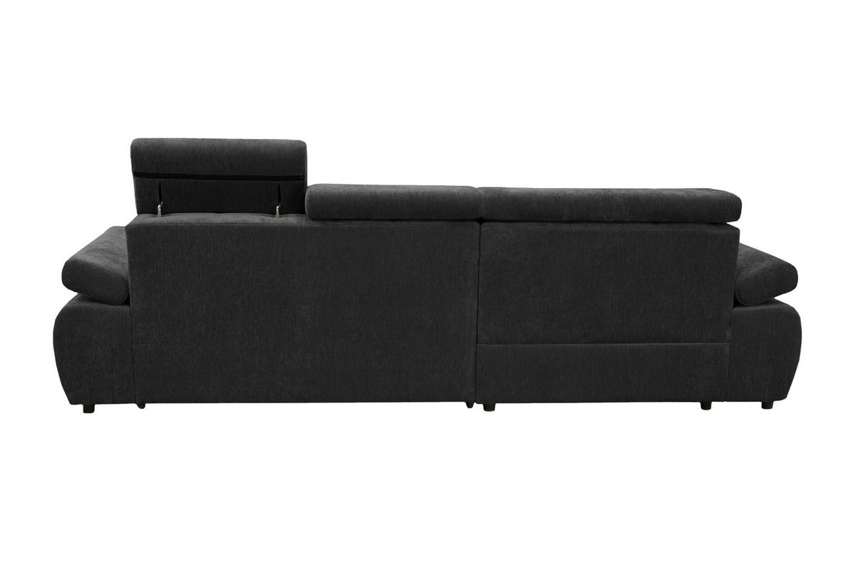 Rohová sedačka VEGAS, levá, černá žinylka - černá, Design, dřevo/textil (173/294cm)