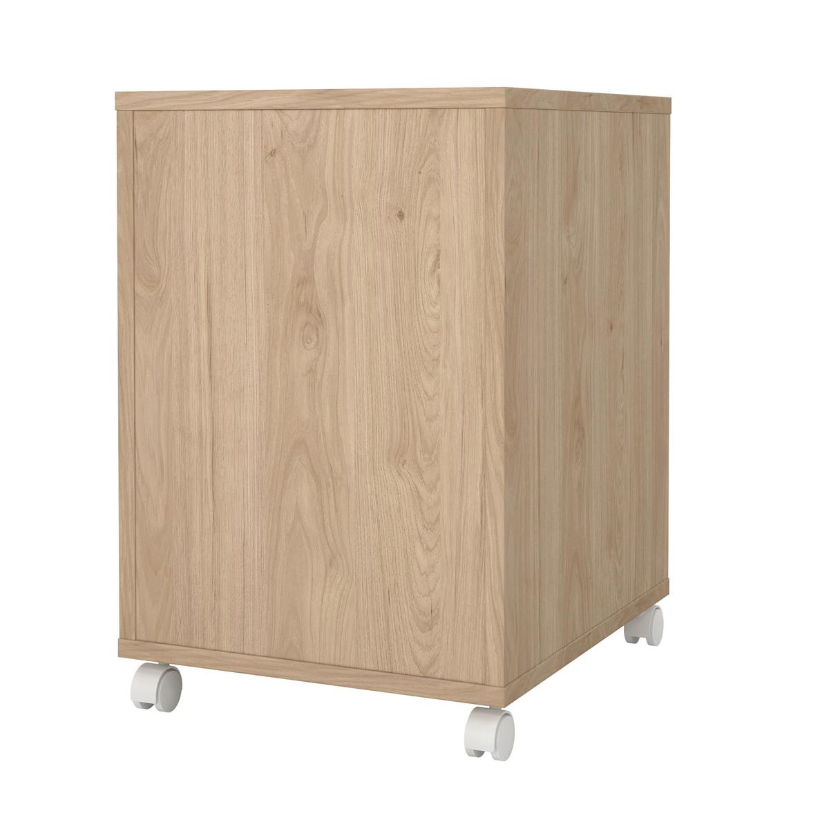 Rollcontainer Sign Weiß/Eichefarben, B: 40,8 cm - Eichefarben/Weiß, MODERN, Holzwerkstoff/Kunststoff (40,8/60,8/48,2cm) - MID.YOU