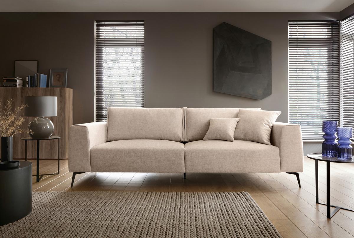 Čtyřmístná pohovka SEUL, béžová - černá/béžová, Design, kov/dřevo (302/87/88cm) - MID.YOU