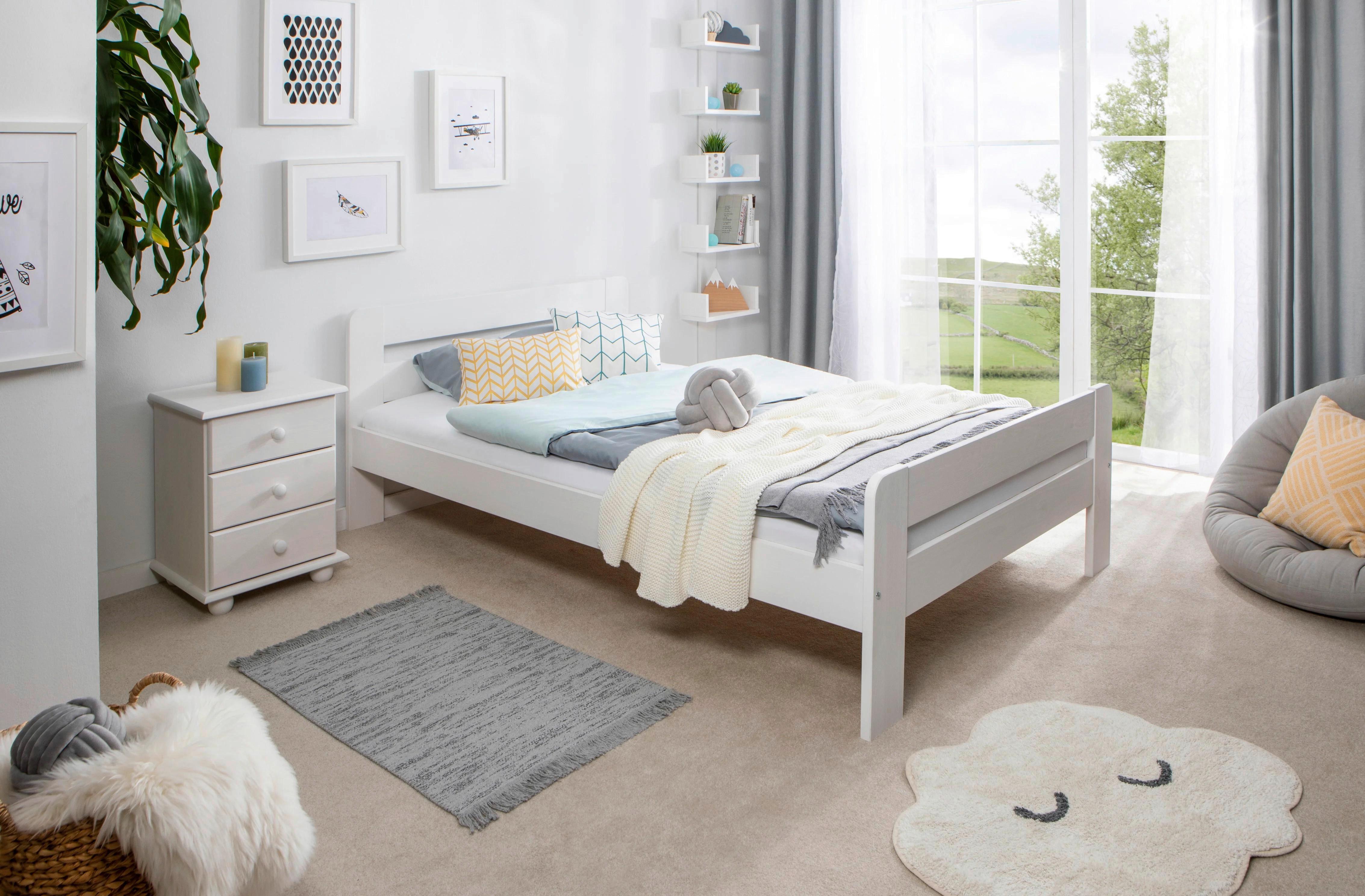 Bett Bert - Weiß, MODERN, Holz (120/200cm) - MID.YOU