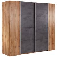 Skříň s posuvnými dveřmi Tokio grafitová / barvy dubu - barvy dubu/barvy grafitu, Moderní, kov/plast (267/226/60cm)