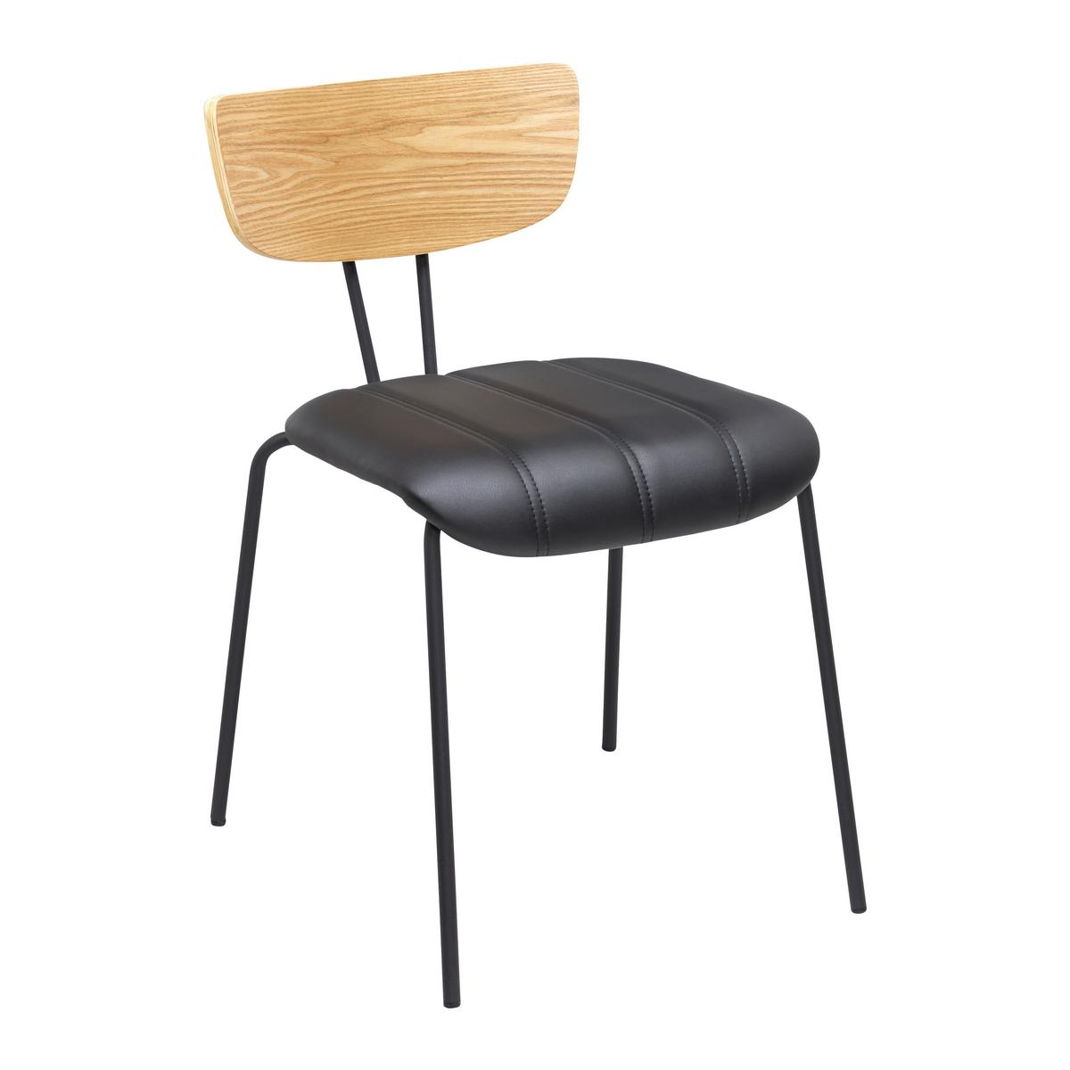 Židle CERA černá - černá/světle hnědá, Moderní, kov/dřevo (42/78/54cm) - Bessagi Home