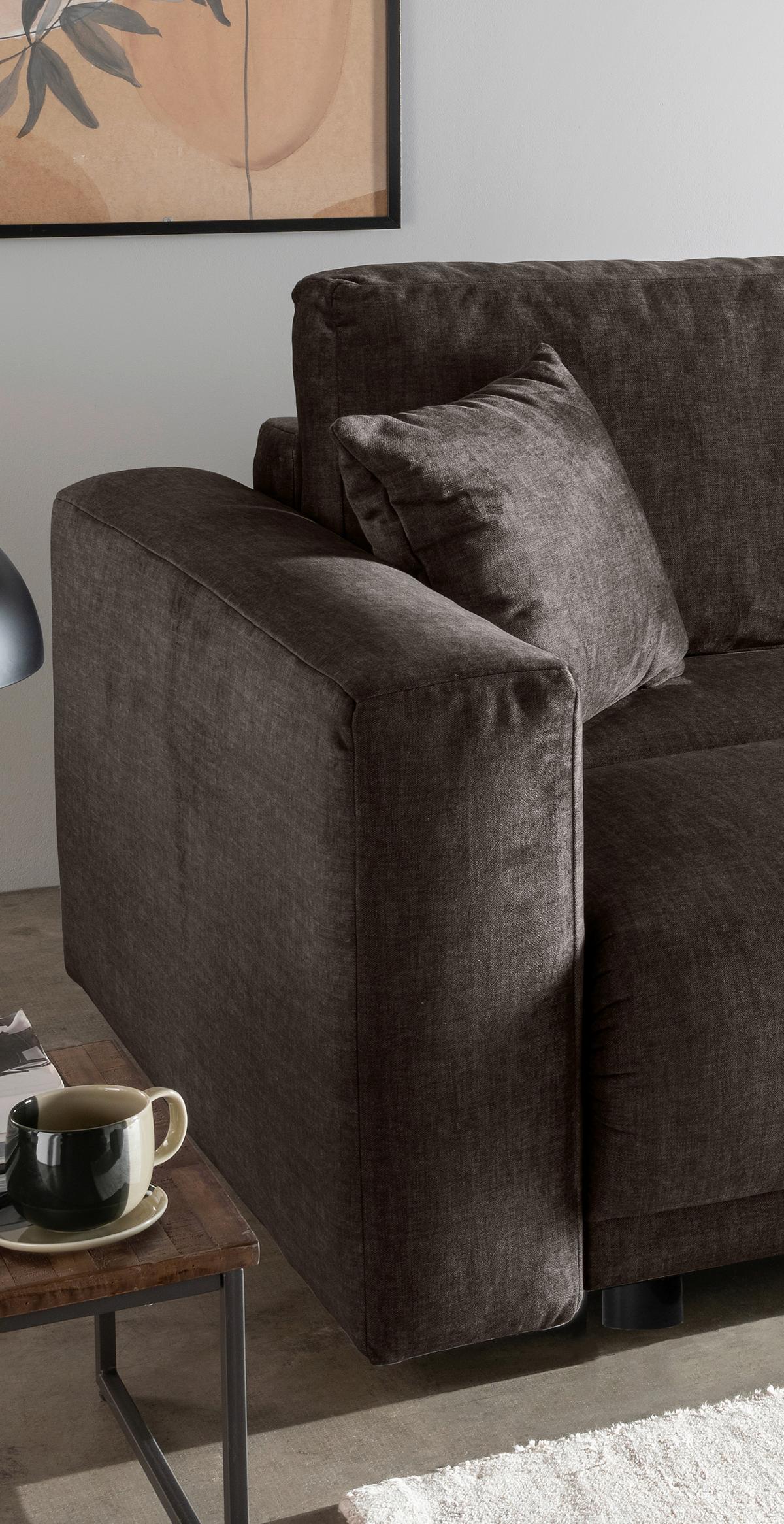 Schlafsofa Longo, Dunkelbraun B: 245 Cm - Dunkelbraun/Schwarz, MODERN, Textil (245/86/126cm) - Livetastic