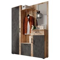 Předsíň TRIO - barvy dubu/antracitová, Basics, kompozitní dřevo (145/184/29cm) - P & B