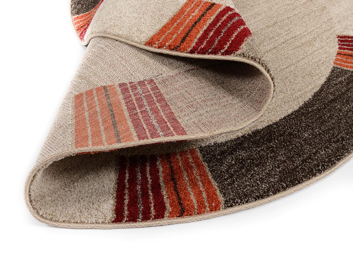 Webteppich Braun/Beige Palazzo Lobo Rund Ø 160 cm - Dunkelbraun/Beige, KONVENTIONELL, Textil (160cm) - Novel