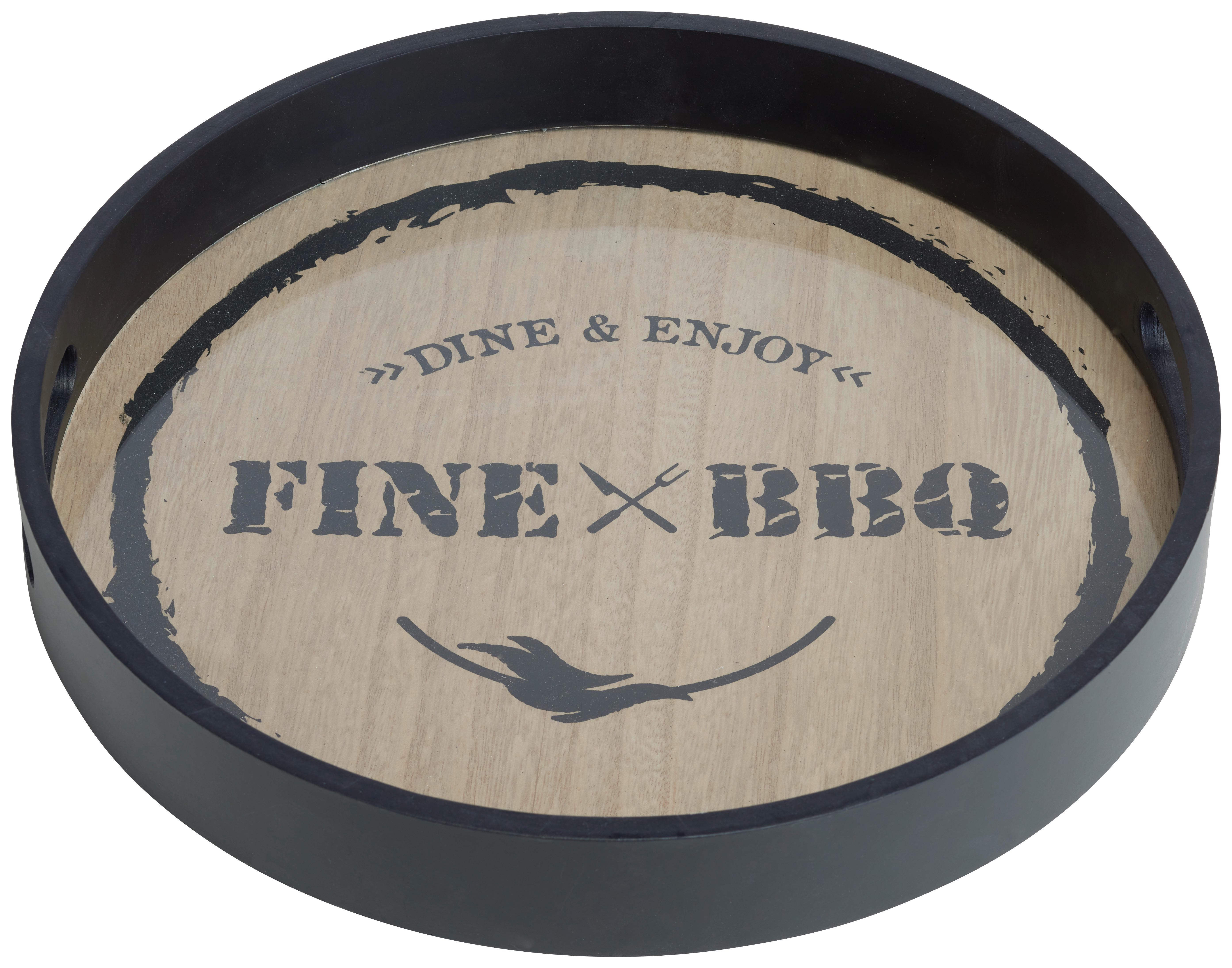 Tác BBQ, Ø/V: 30/4,3cm - černá/hnědá, Moderní, dřevo/sklo (30/4.3cm) - Premium Living