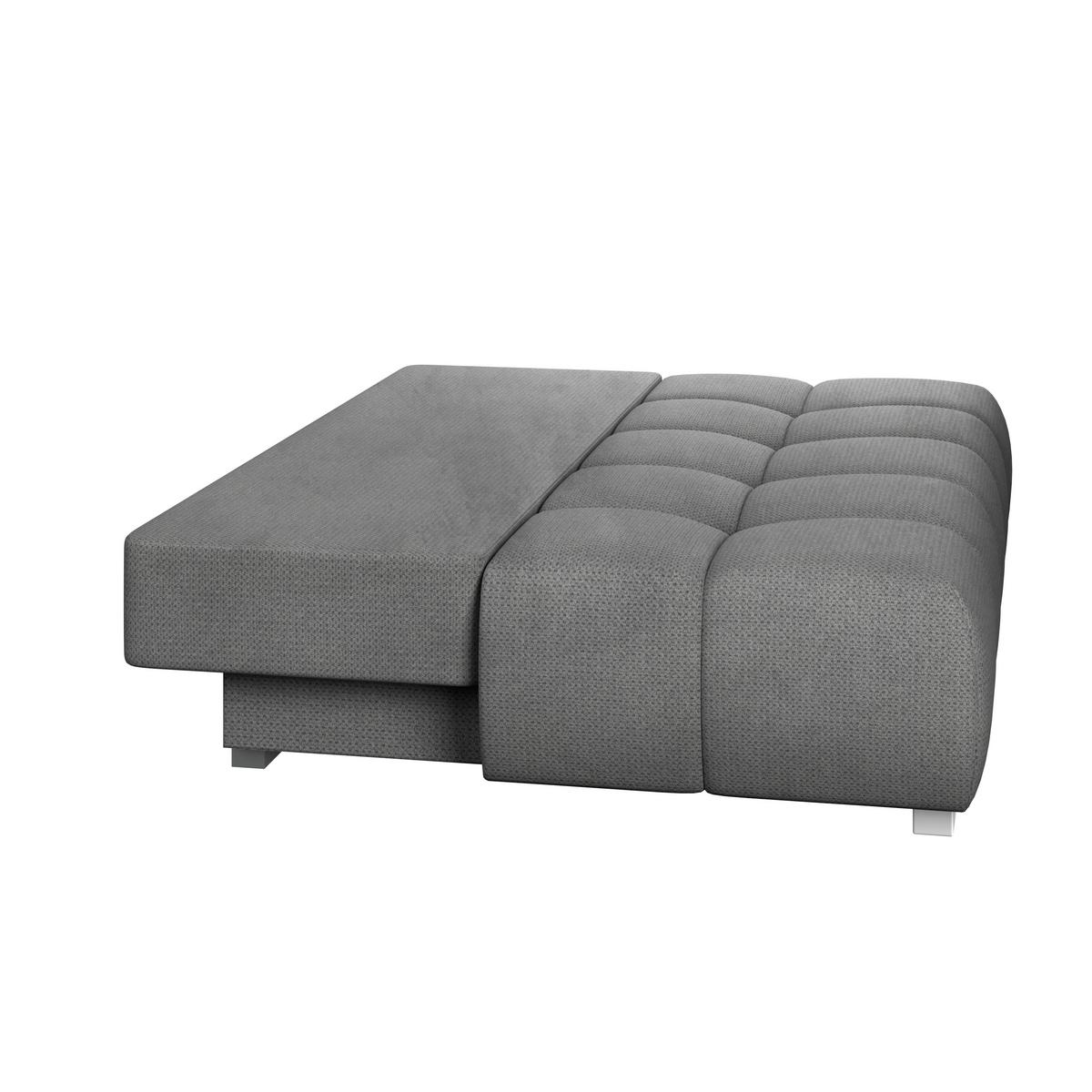 Boxspringsofa mit Bettkasten Webstoff dunkelgrau, B: 206 cm - Chromfarben/Dunkelgrau, Trend, Holzwerkstoff/Textil (206/90/105cm) - Luca Bessoni