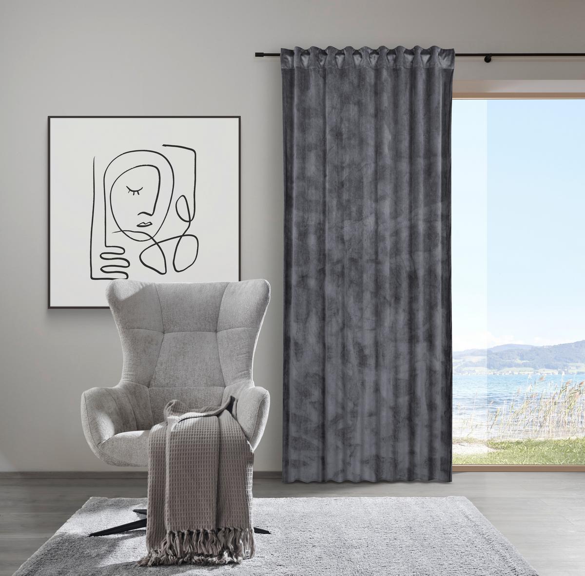 HOTOVÝ ZÁVES Viola, 140/245cm, antracit - antracitová, Konventionell, textil (140/245cm) - Premium Living