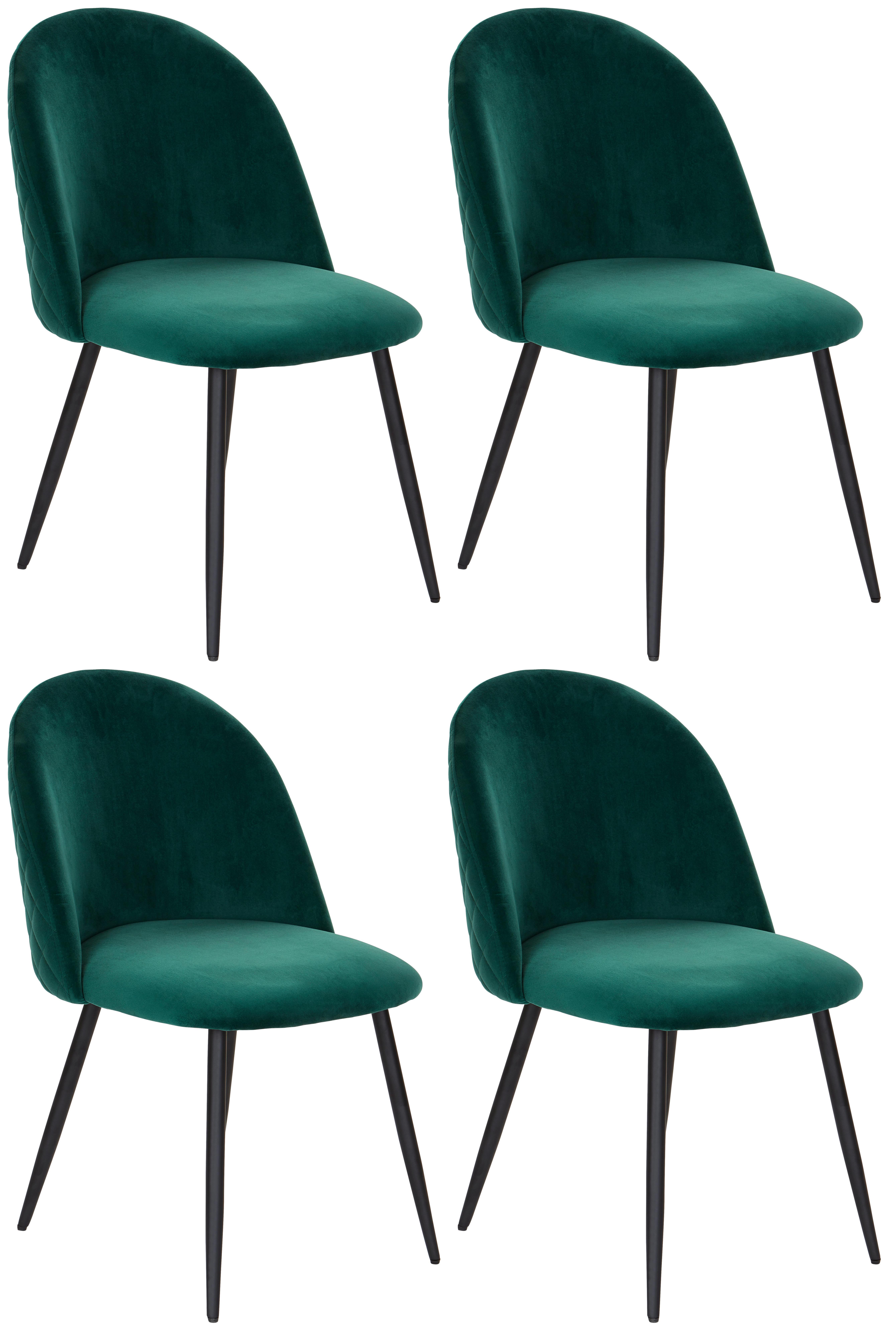 Polsterstuhl-Set 4er Torres Samtbezug Grün