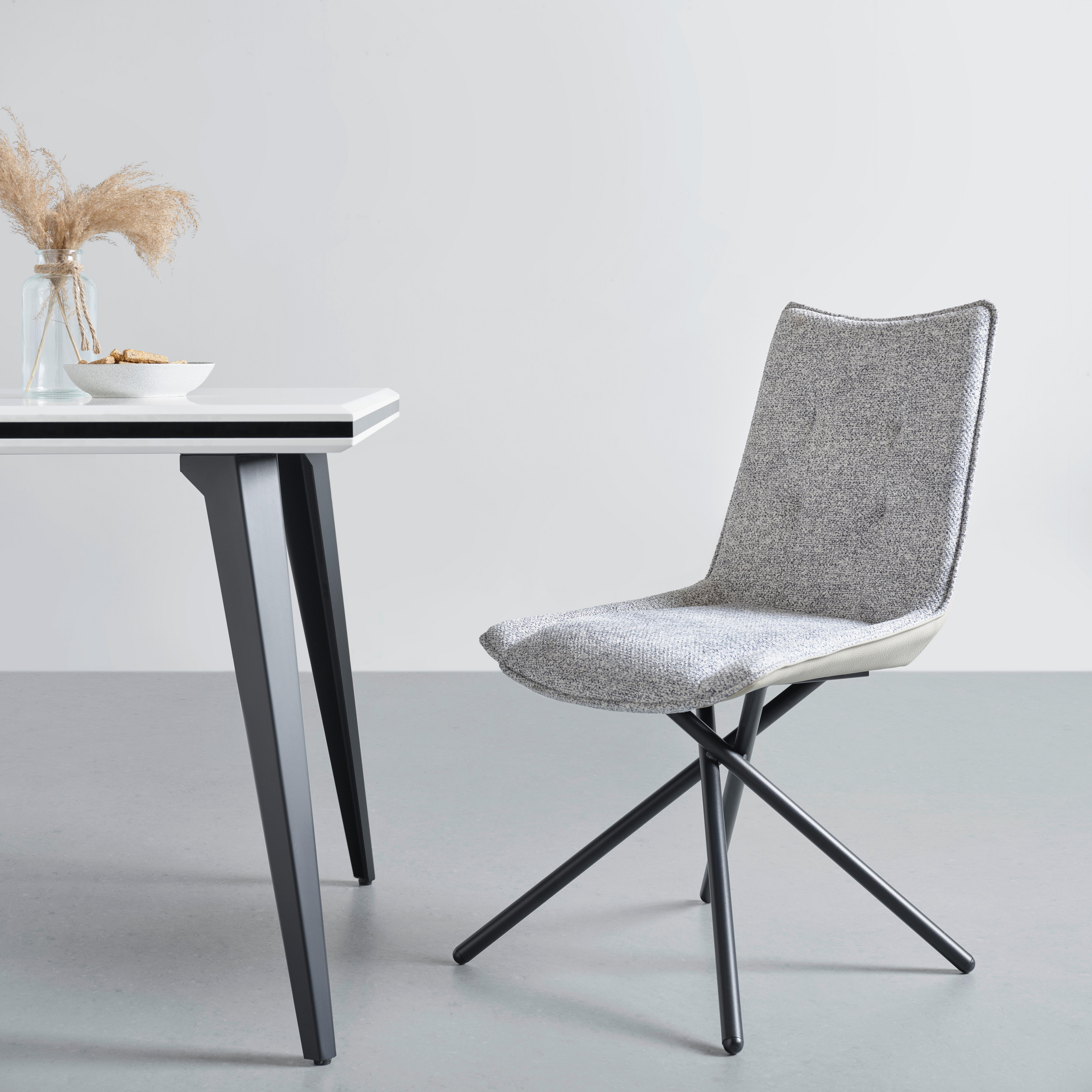 Stuhl Kora - Schwarz/Grau, MODERN, Textil/Metall (51/87/60cm) - MID.YOU