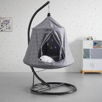 Závesná hojdačka pre deti MAYA - čierna/sivá, Modern, kov/textil (110/190/110cm) - Bessagi Kids