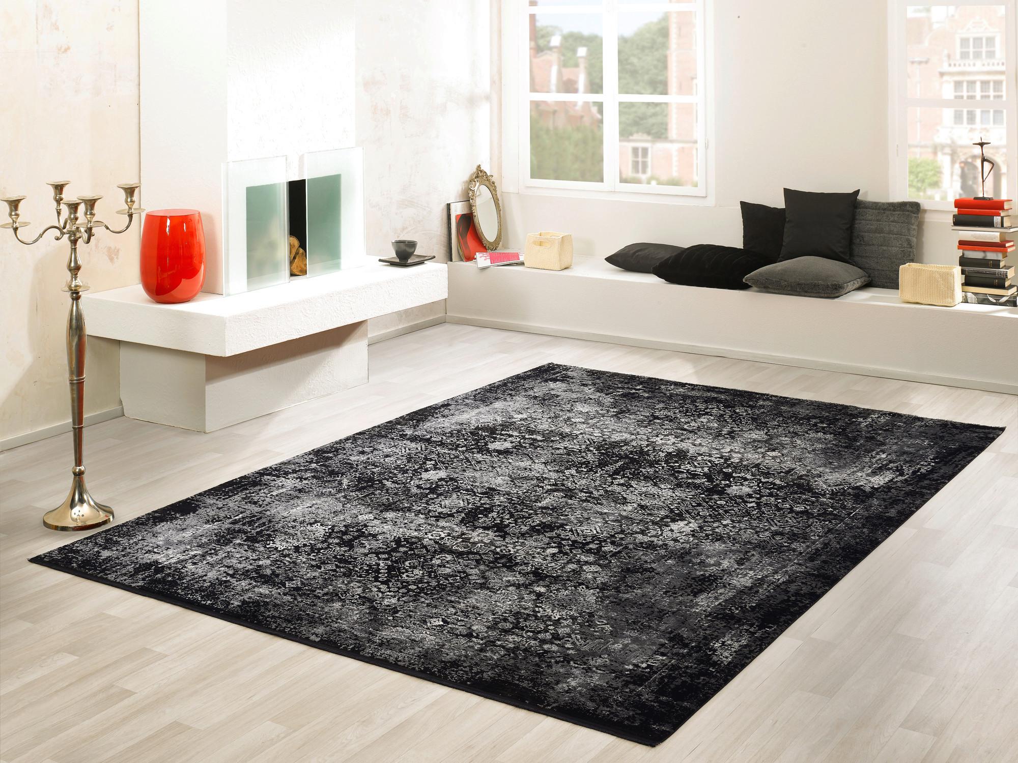 Webteppich Grau/Schwarz Calais 240x340 cm - Schwarz/Grau, Design, Textil (240/340cm) - Dieter Knoll
