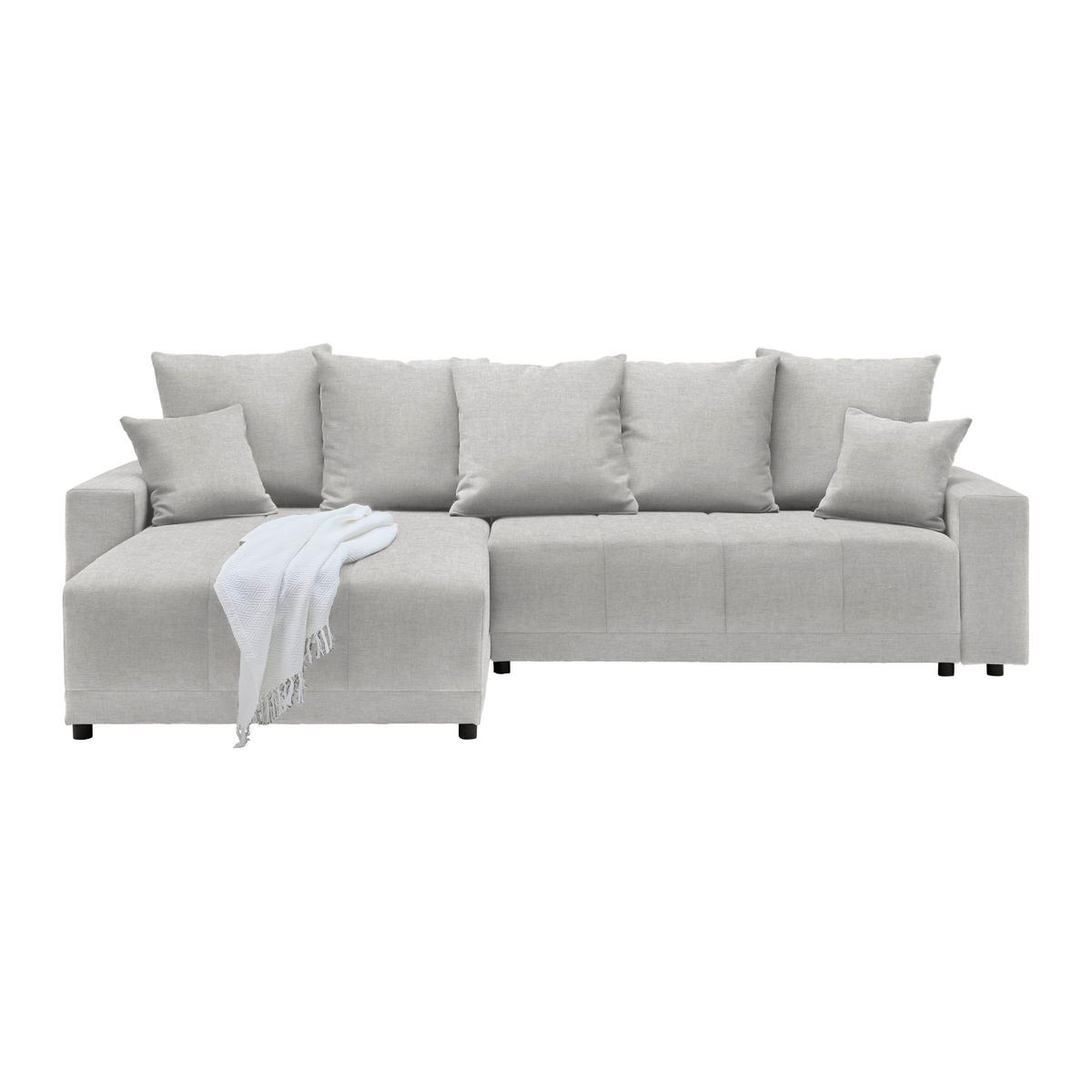 Rohová sedačka ALATRI, oboustr.,světle šedá,s polšt. - černá/zelená, Moderní, textil/plast (289/90/176cm) - Based