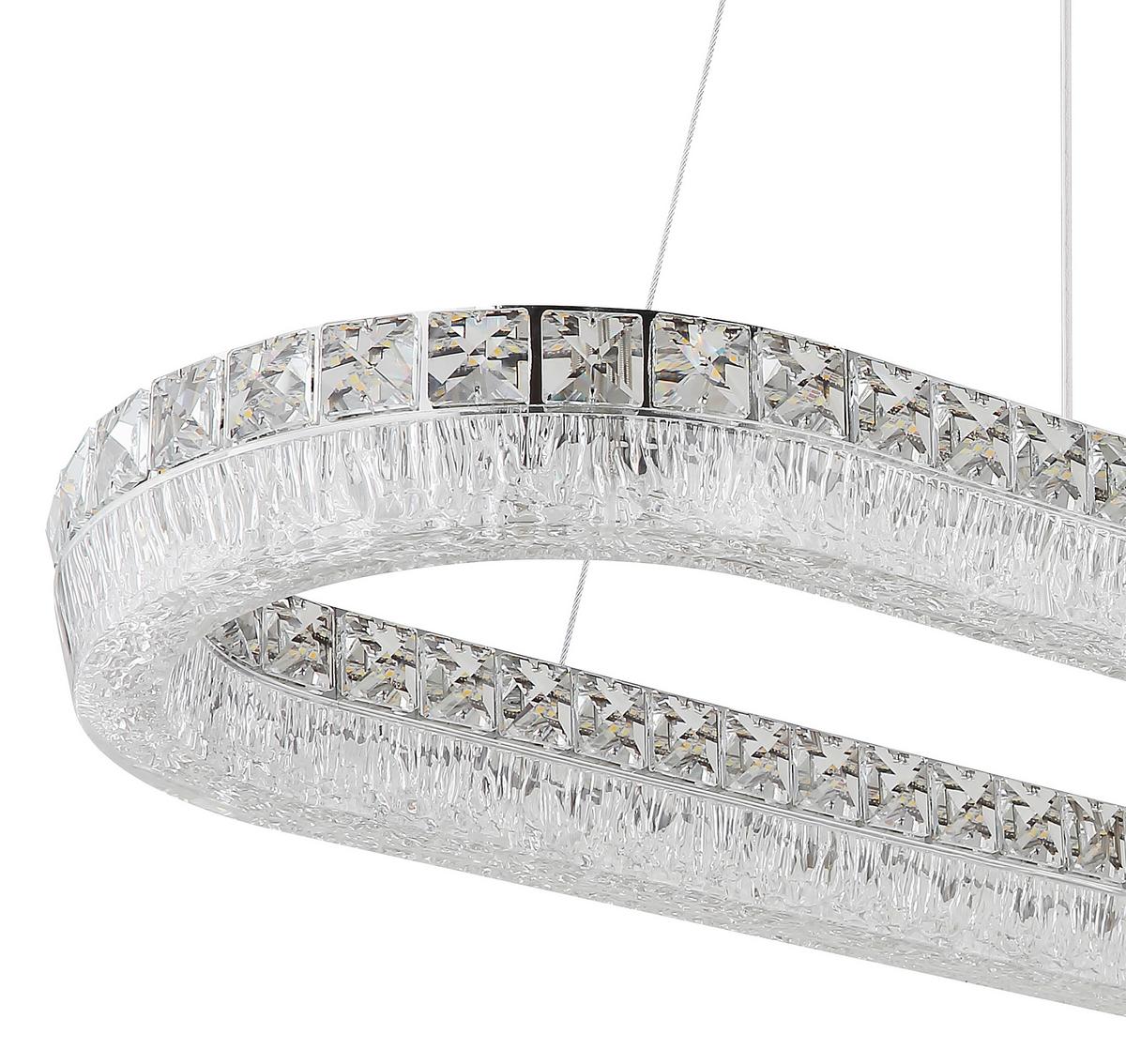 LED-Hängeleuchte Memory-Funktion - Klar/Chromfarben, KONVENTIONELL, Glas/Kunststoff (120/31,5/100,1cm) - Globo