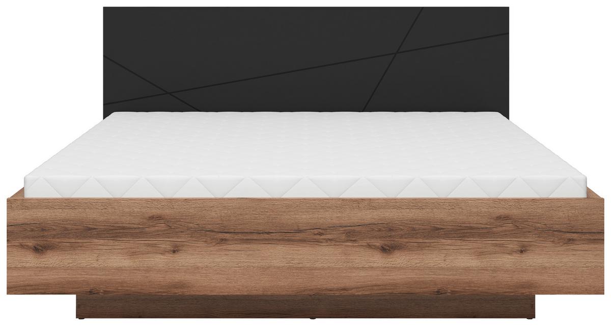Bett Forn 180x200 Cm Schwarz, Eichefarben - Eichefarben/Schwarz, MODERN, Holzwerkstoff (180/200cm) - MID.YOU