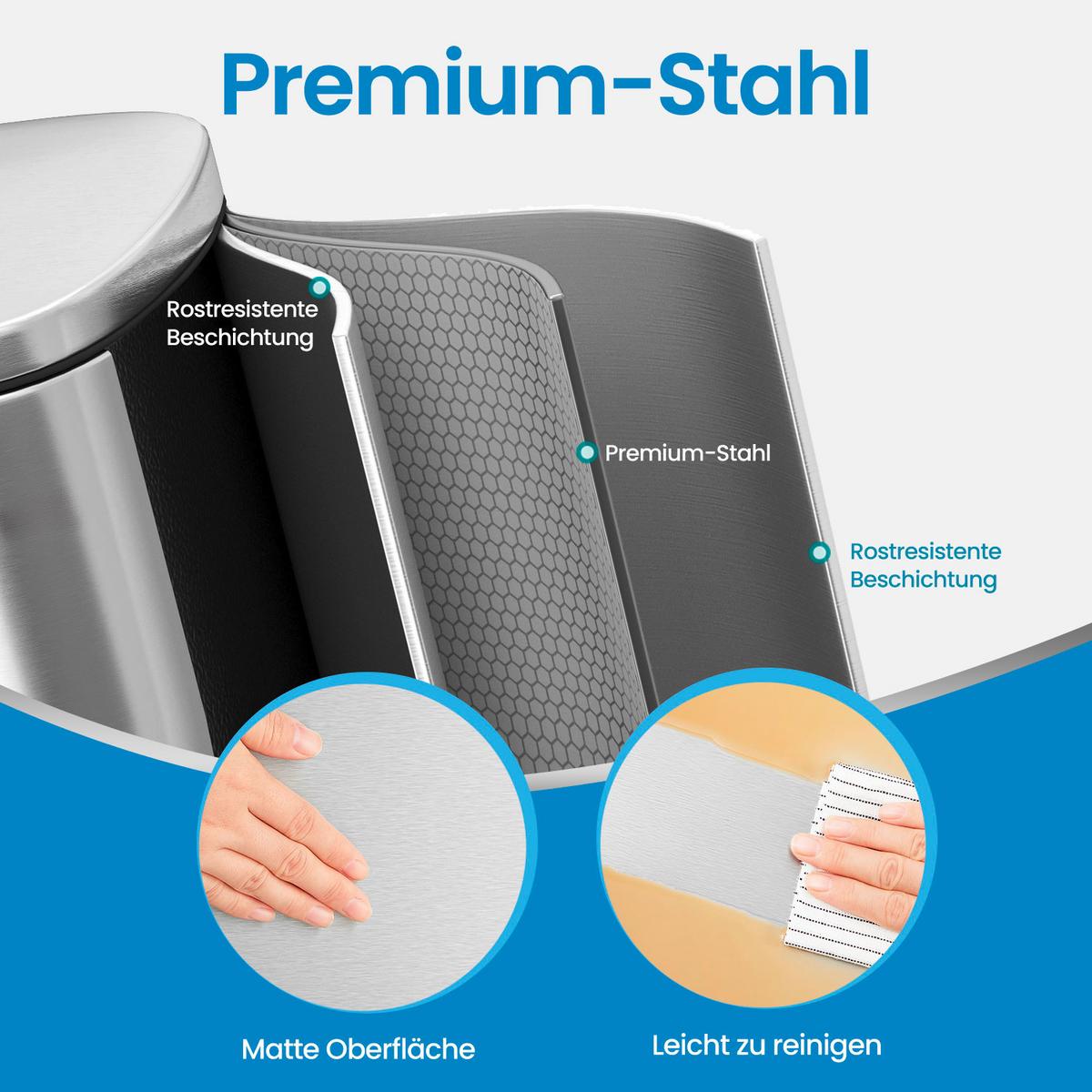 Abfallsammler Edelstahlfarben B: 43,2 cm - Edelstahlfarben/Schwarz, Basics, Kunststoff/Metall (43,2/63,2/37cm)