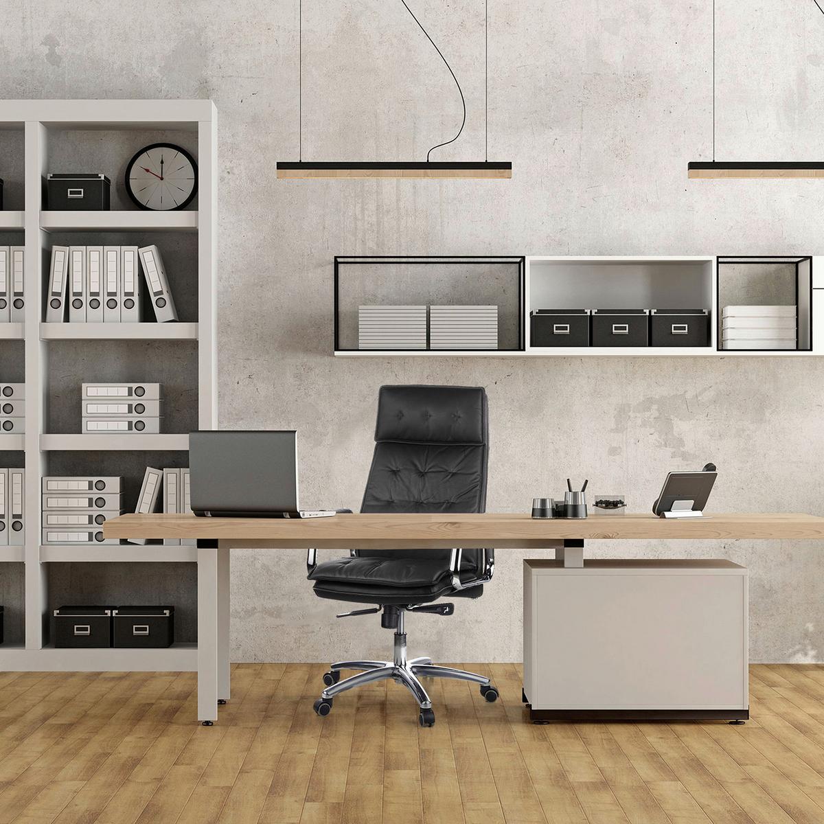 Chefsessel Villa Schwarz Bis 120 Kg - Schwarz, Basics, Leder/Kunststoff (60/130/48cm) - MID.YOU