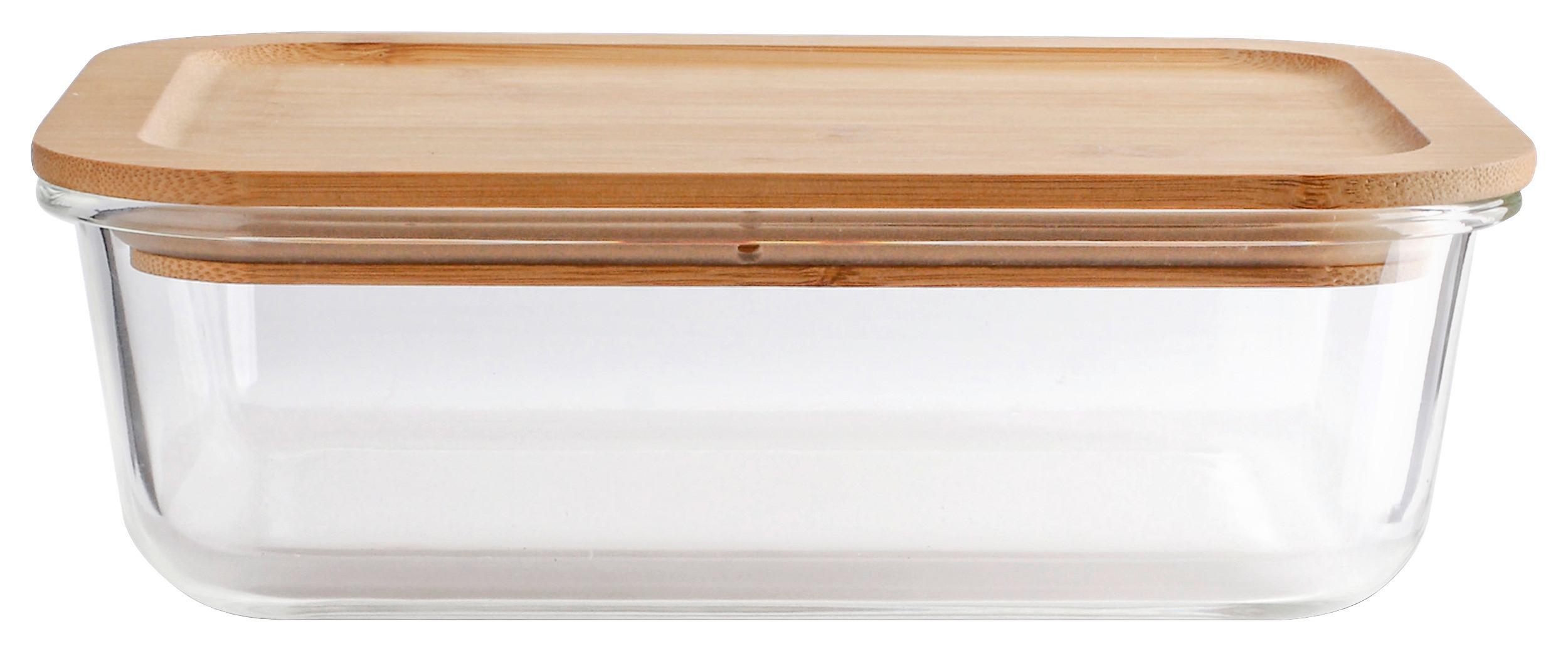 Krabička Na Potraviny Annegret - 1,1l - průhledné/čiré, dřevo/sklo (22,2/16,5/7,2cm) - Zandiara