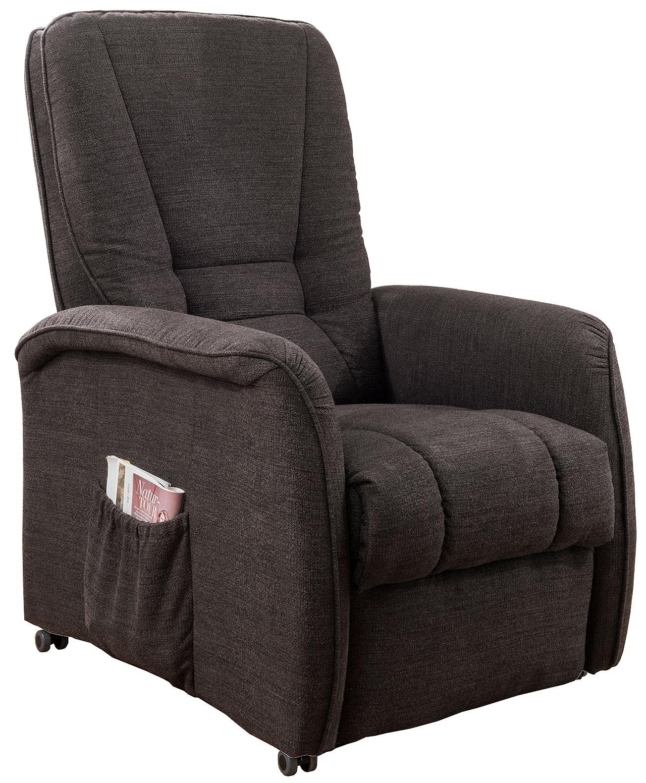 Fernsehsessel Harry Dunkelbraun B: 77 cm - Dunkelgrün/Dunkelbraun, Design, Textil (77/107/88cm) - Livetastic