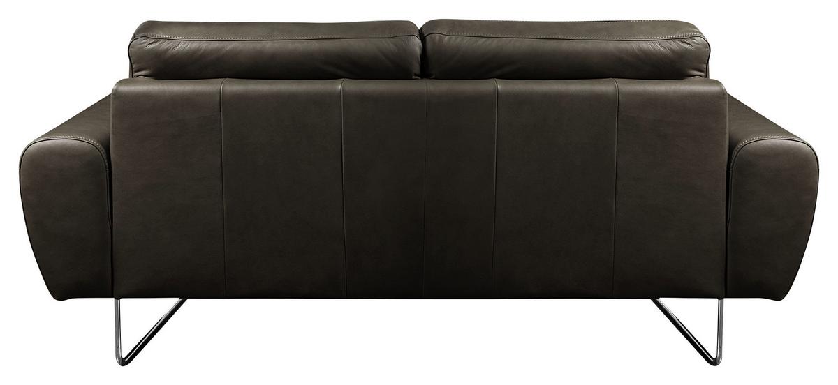 2-Sitzer-Sofa Spring Schwarz Chrom B: 177 cm - Chromfarben/Schwarz, Design, Leder (177/85/92cm) - Livetastic