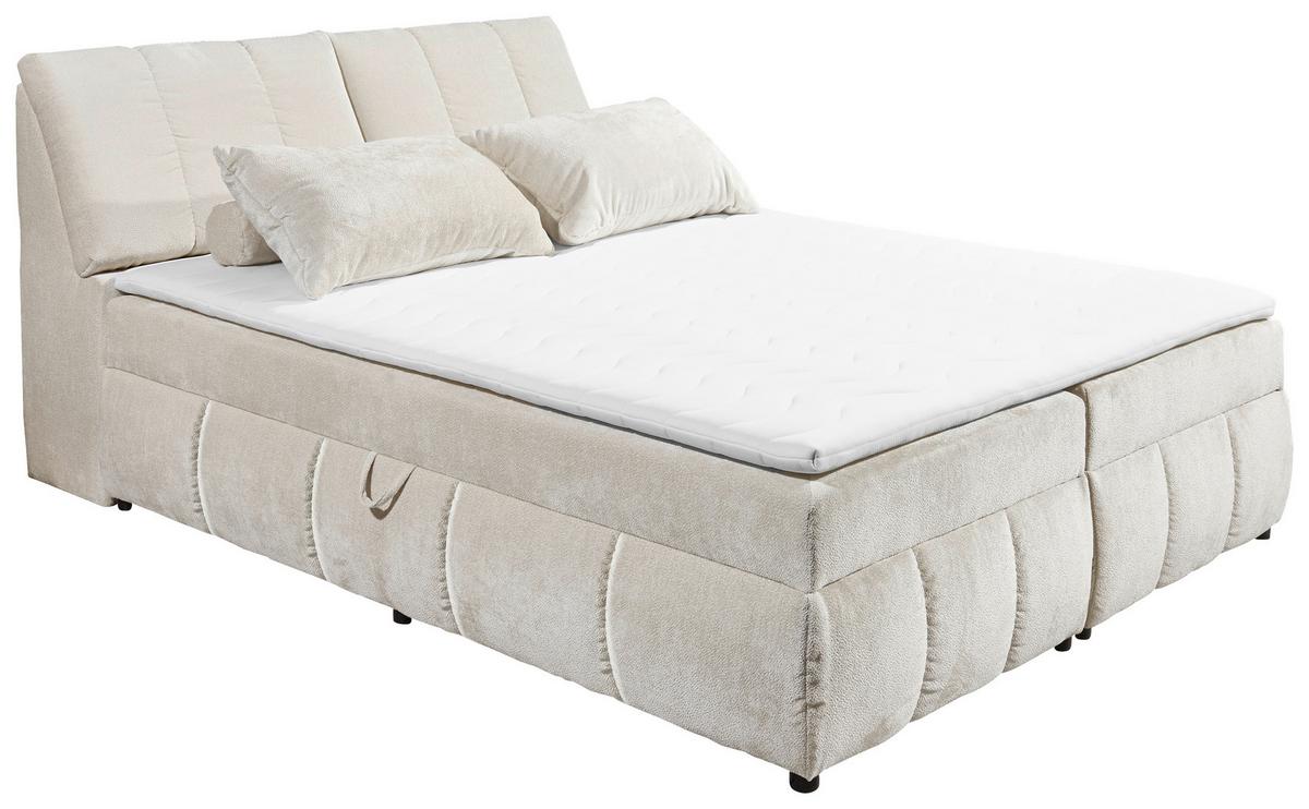 Boxbett Mit Topper+bettkasten 160x200 Cm Valencia - Beige/Schwarz, MODERN, Holzwerkstoff/Textil (160/200cm) - MID.YOU