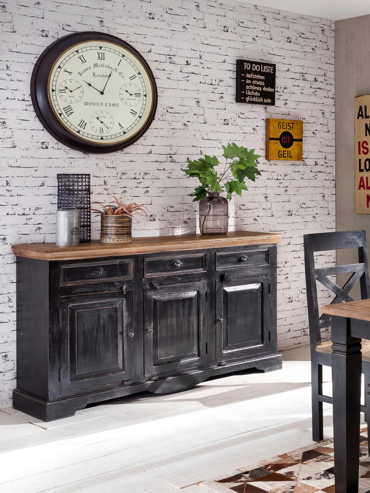 SIDEBOARD Honig/Schwarz B: 150cm - Schwarz/Braun, Design, Holz/Holzwerkstoff (150/90/40cm) - MID.YOU